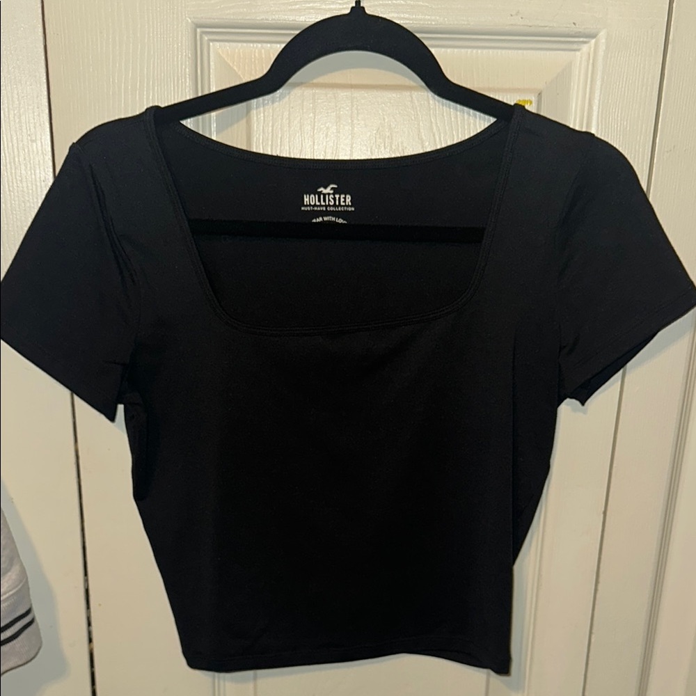 Hollister Black Fitted Crop Bodysuit